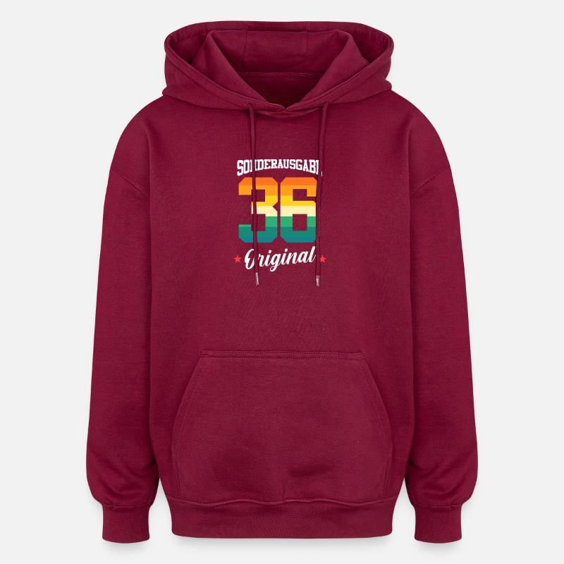 36 Anniversaire - Sweat à capuche oversize unisexe - bordeaux