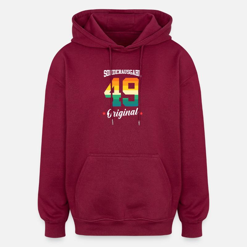 49 Anniversaire - Sweat à capuche oversize unisexe - bordeaux