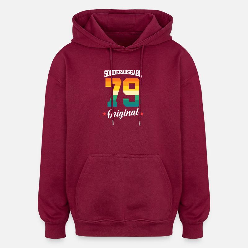 80 Compleanno - Felpa con cappuccio unisex oversize - rosso borgogna