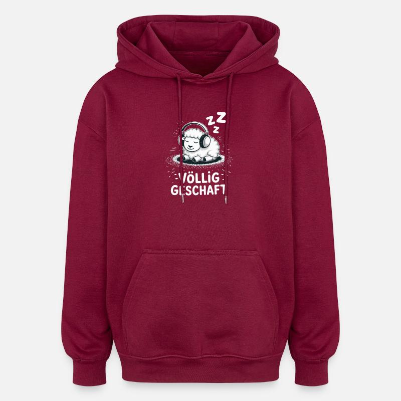 Conception de mouton entièrement réalisée - Sweat à capuche oversize unisexe - bordeaux