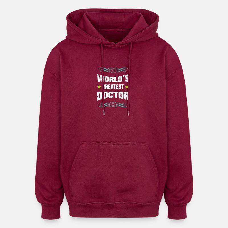 Weltbester Doktor TShirt Design - Oversized Unisex Hoodie - Burgunderrot
