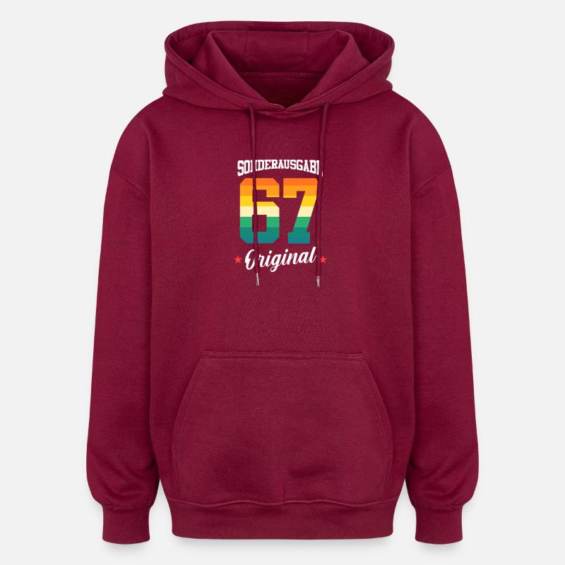 67 Anniversaire - Sweat à capuche oversize unisexe - bordeaux