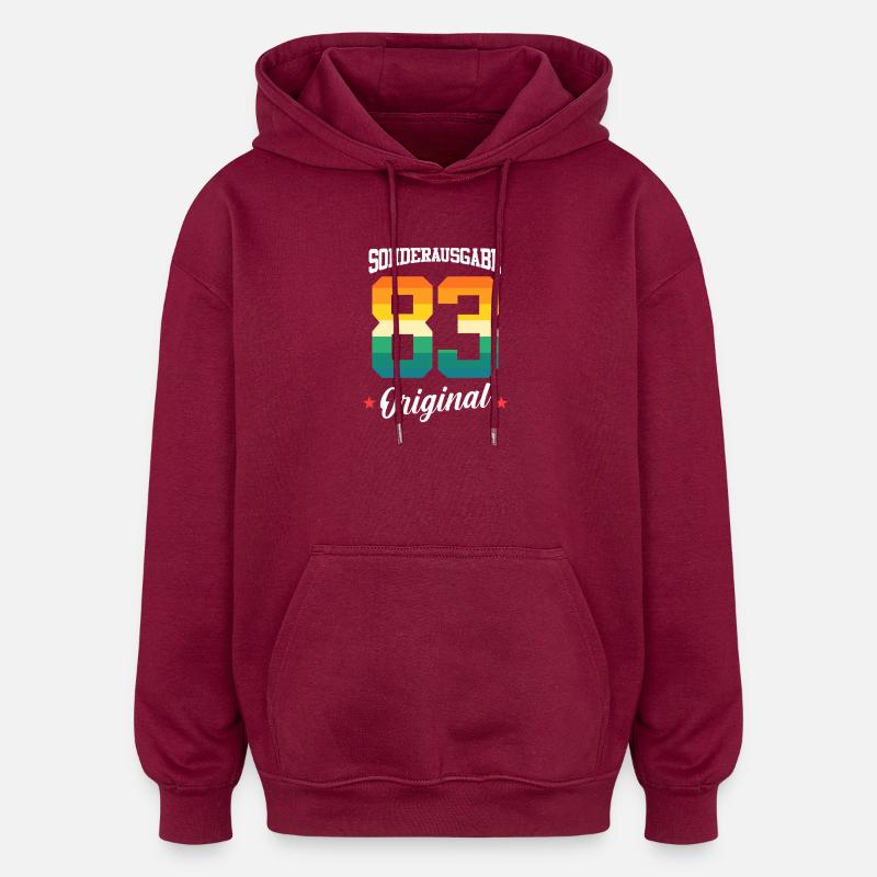 83 Anniversaire - Sweat à capuche oversize unisexe - bordeaux