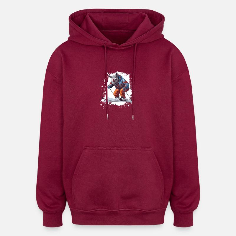 Rhino Ski Ski - Sweat à capuche oversize unisexe - bordeaux