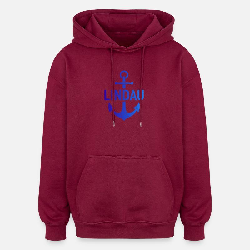 Point d’ancrage Lindau Lac de Constance - Sweat à capuche oversize unisexe - bordeaux