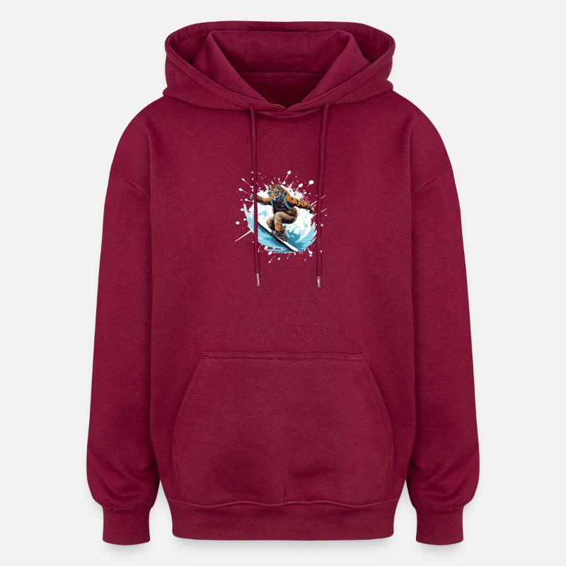 Gepard Snowboard - Oversized Unisex Hoodie - Burgunderrot