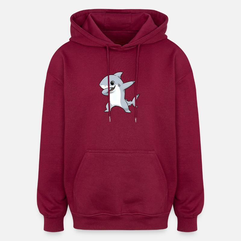 Requin mignon | Tamponner - Sweat à capuche oversize unisexe - bordeaux