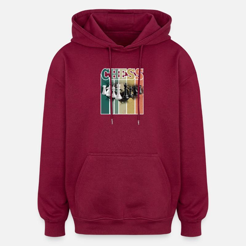 Schach - Oversized Unisex Hoodie - Burgunderrot