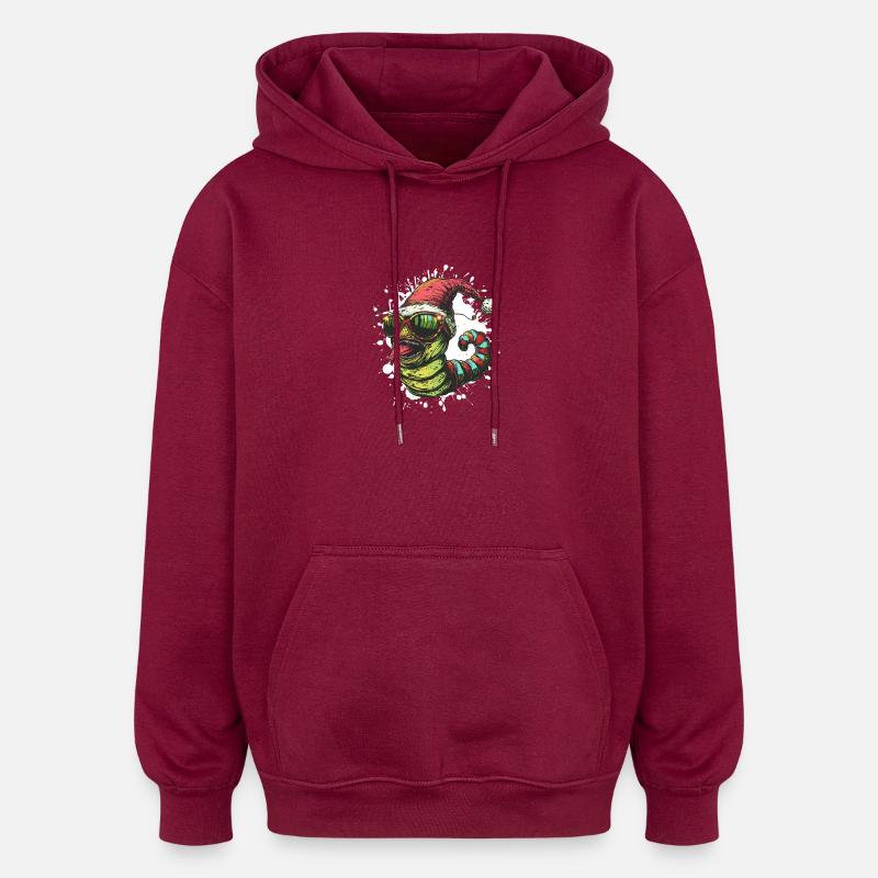 Ver Noël Drôle - Sweat à capuche oversize unisexe - bordeaux