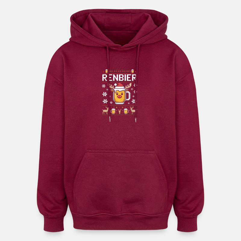 Renbier Weihnachtsbier - Oversized Unisex Hoodie - Burgunderrot