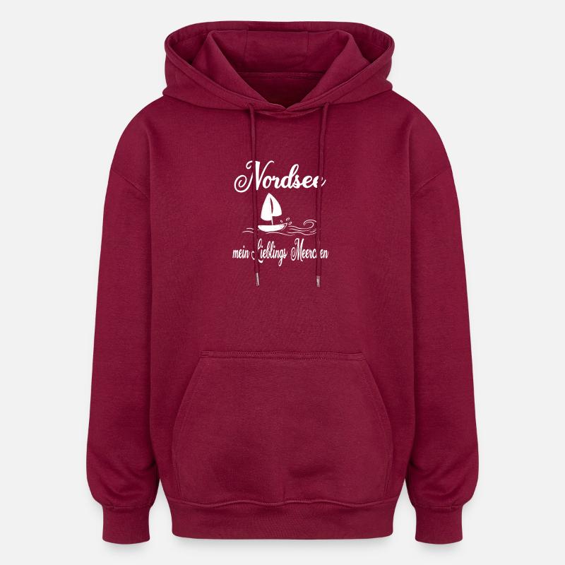 Nordsee Lieblingsmeerchen - Oversized Unisex Hoodie - Burgunderrot