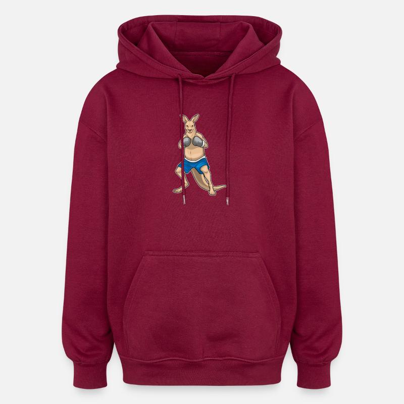 Känguru Boxer Boxhandschuhe Boxen - Oversized Unisex Hoodie - Burgunderrot