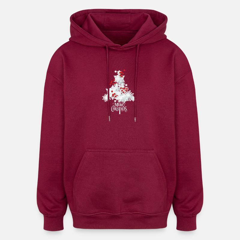 Noël blanc - Sweat à capuche oversize unisexe - bordeaux
