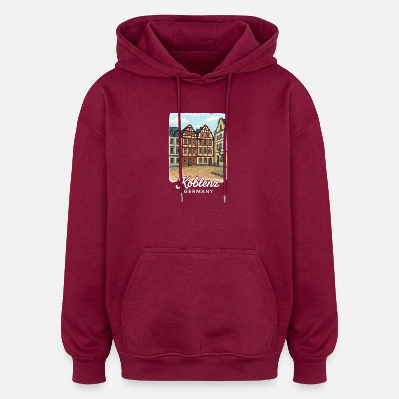 Coblence - Sweat à capuche oversize unisexe - bordeaux