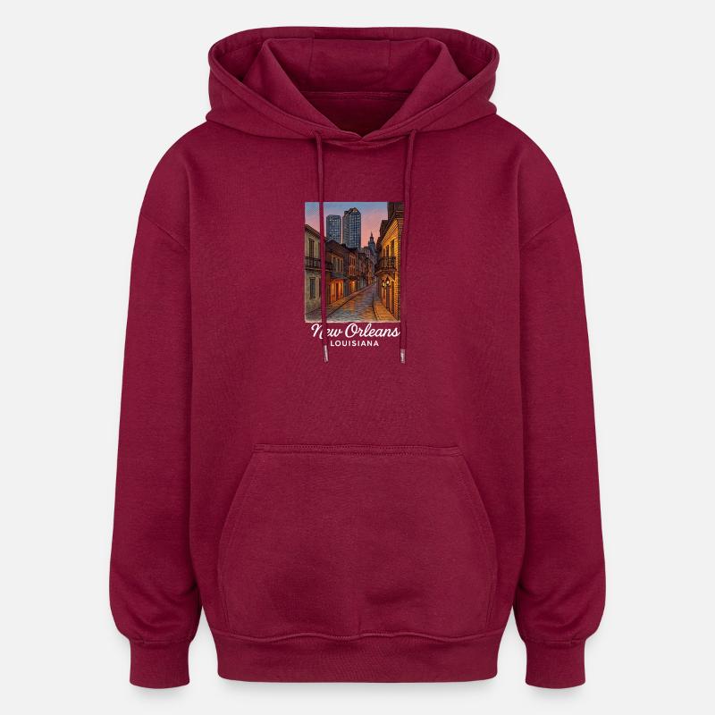 La Nouvelle-Orléans, Louisiane - Sweat à capuche oversize unisexe - bordeaux