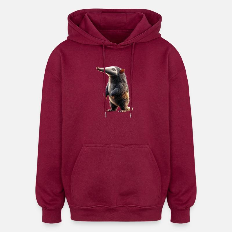 Fourmilier Tamandua Fourmilier Grands fourmiliers - Sweat à capuche oversize unisexe - bordeaux