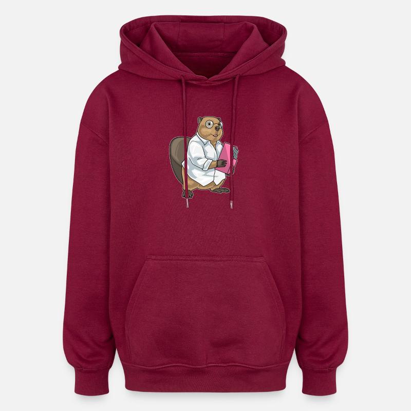 Bureau des dossiers du secrétaire Beaver - Sweat à capuche oversize unisexe - bordeaux