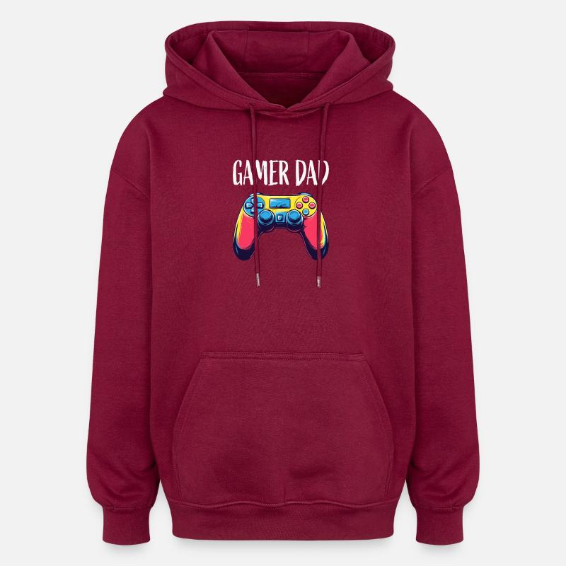 Gamer Dad Neon Controller - Oversized Unisex Hoodie - Burgunderrot