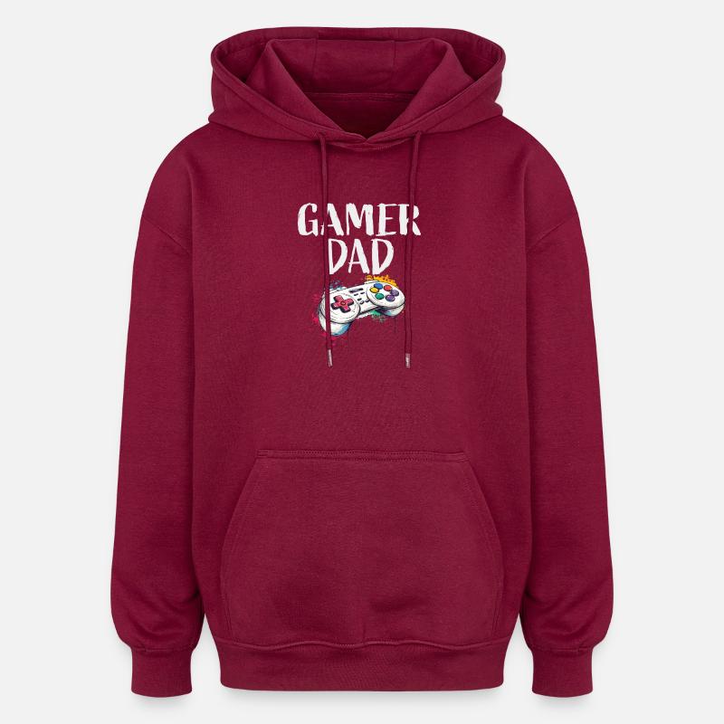 Art de manette Gamer Dad - Sweat à capuche oversize unisexe - bordeaux