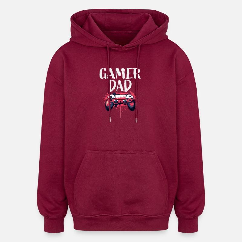 Gamer Dad Controller Kunst - Oversized Unisex Hoodie - Burgunderrot