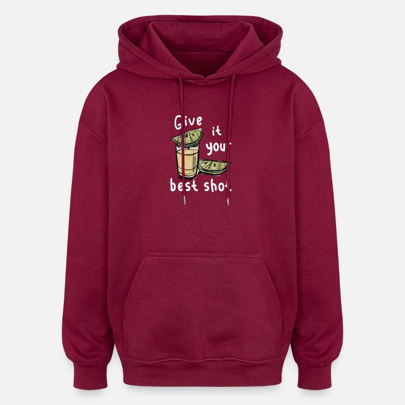 Tequila-Schuss  - Oversized Unisex Hoodie - Burgunderrot