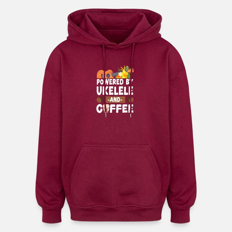 Hawaiian Ukulele Uke Coffee - Oversized Unisex Hoodie - Burgunderrot