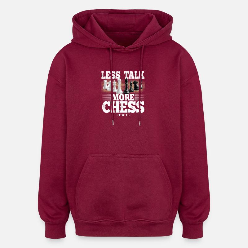 Échecs - Sweat à capuche oversize unisexe - bordeaux