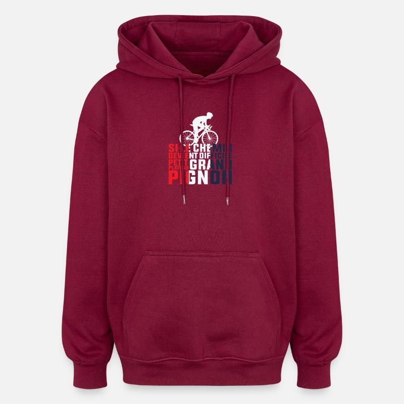 Wenn der Weg schwierig wird – Radfahrer-Geschenk - Oversized Unisex Hoodie - Burgunderrot