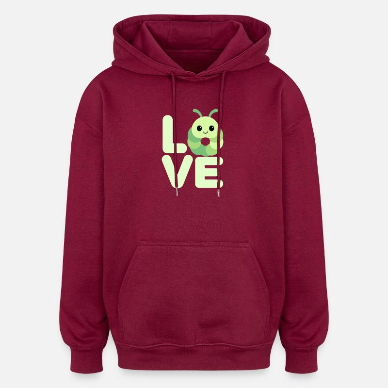 Papillon Chenille Amour - Sweat à capuche oversize unisexe - bordeaux