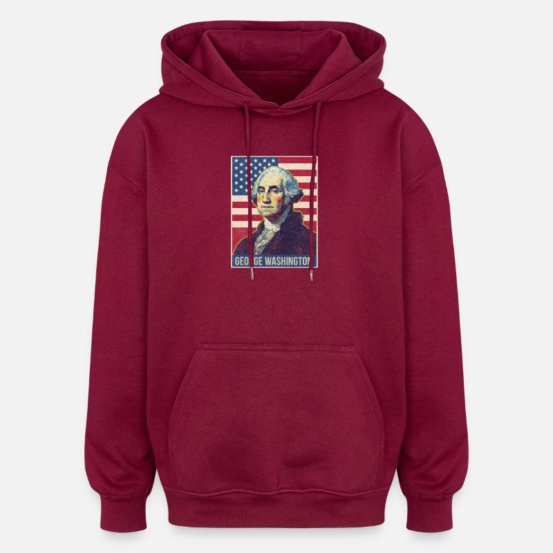 George Washington - Sweat à capuche oversize unisexe - bordeaux