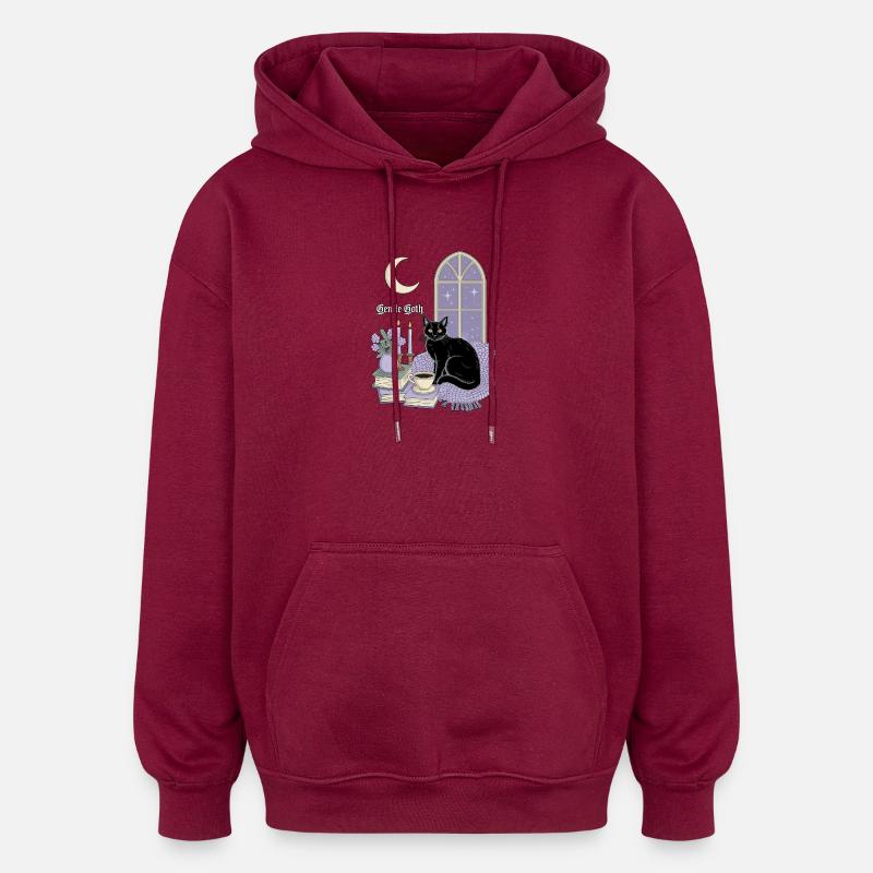 Chat gothique doux, douillet gothique - Sweat à capuche oversize unisexe - bordeaux