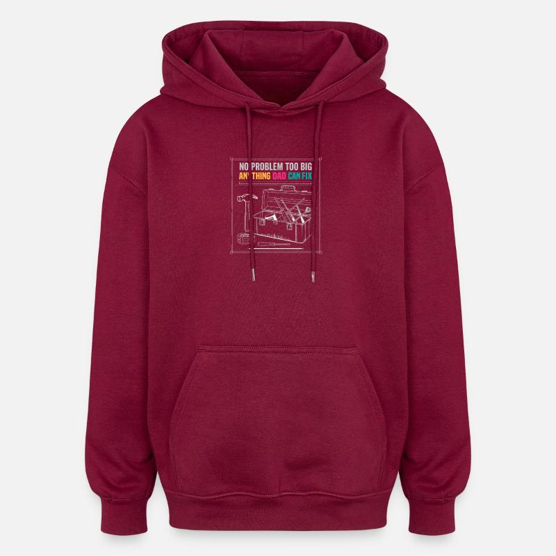Dad Fix It Toolbox Grafik  - Oversized Unisex Hoodie - Burgunderrot