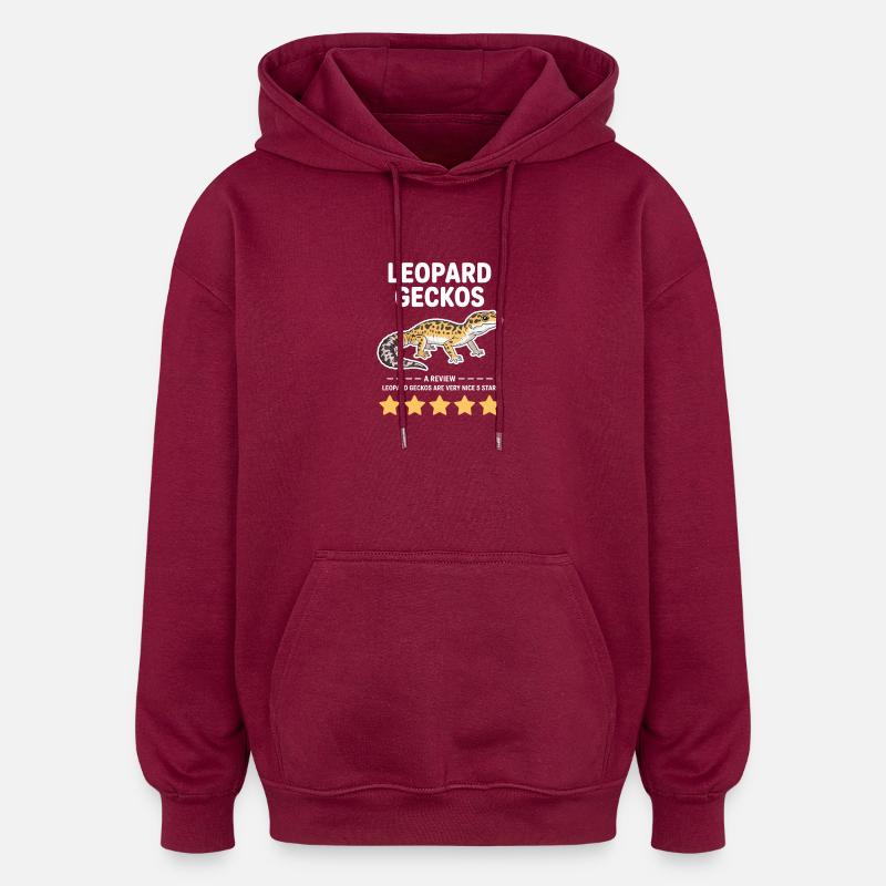 Leopard Gecko Pride Illustration - Oversized Unisex Hoodie - burgundy