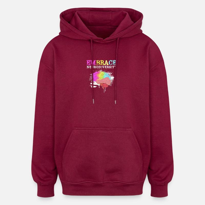 Autism, Autistic, ADHD, Asperger's, Neurodiversity - Oversized Unisex Hoodie - burgundy