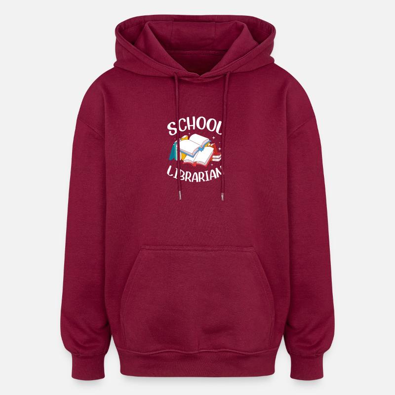 Reading Library Bookworm - Oversized Unisex Hoodie - burgundy