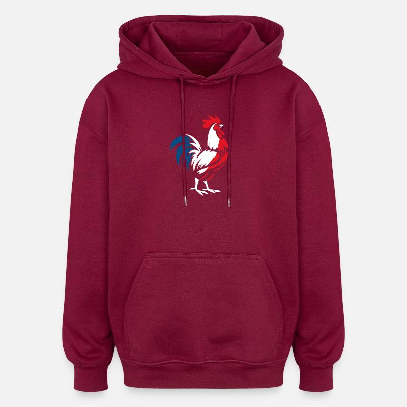 Coq français - Sweat à capuche oversize unisexe - bordeaux