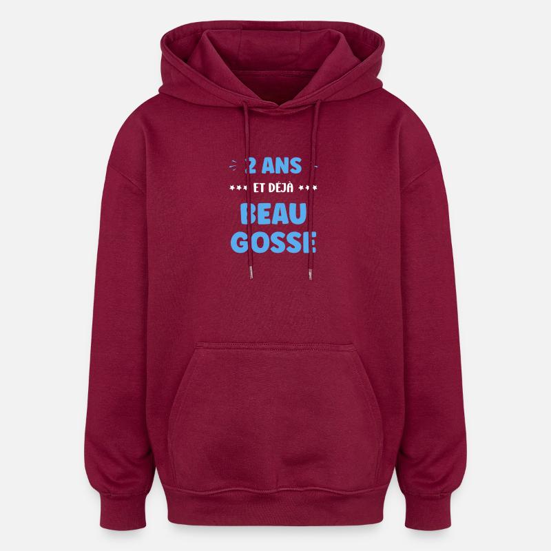 Deux ans Déjà Beau Gosse - Sweat à capuche oversize unisexe - bordeaux