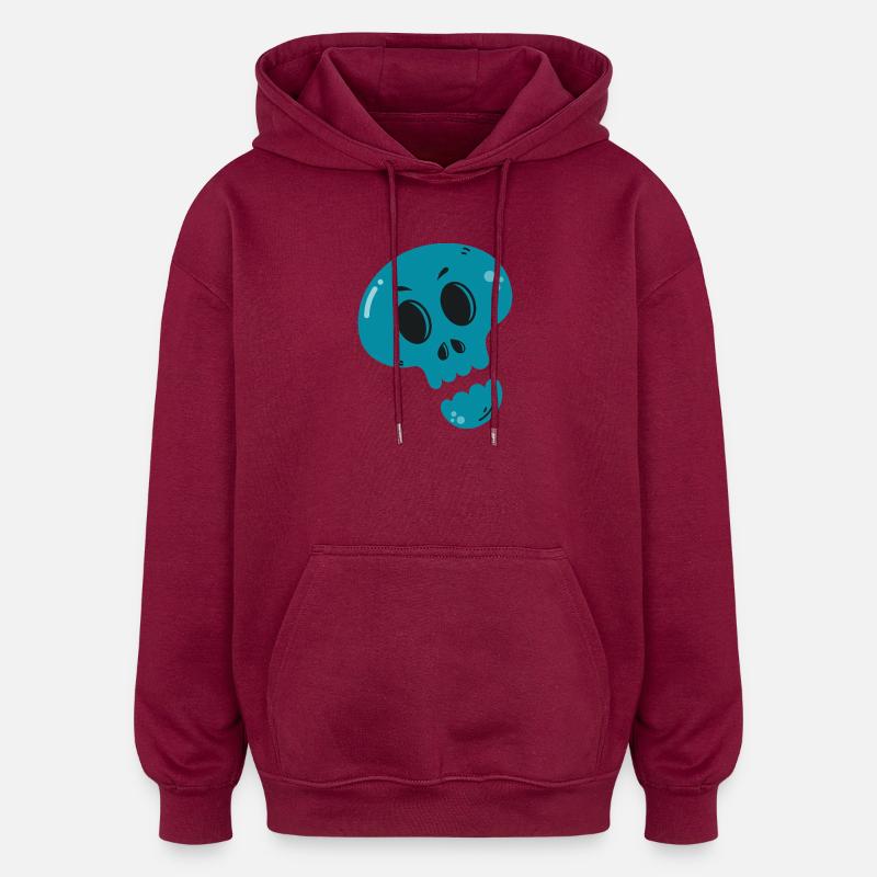 Geschmolzener Blauer Schädel - Oversized Unisex Hoodie - Burgunderrot