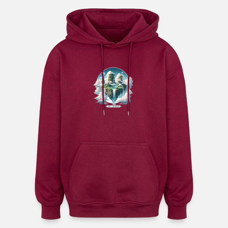 Sky Islands Sky Islands Floating - Oversized Unisex Hoodie - burgundy
