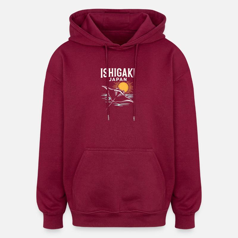 Ishigaki Japon soleil - Sweat à capuche oversize unisexe - bordeaux