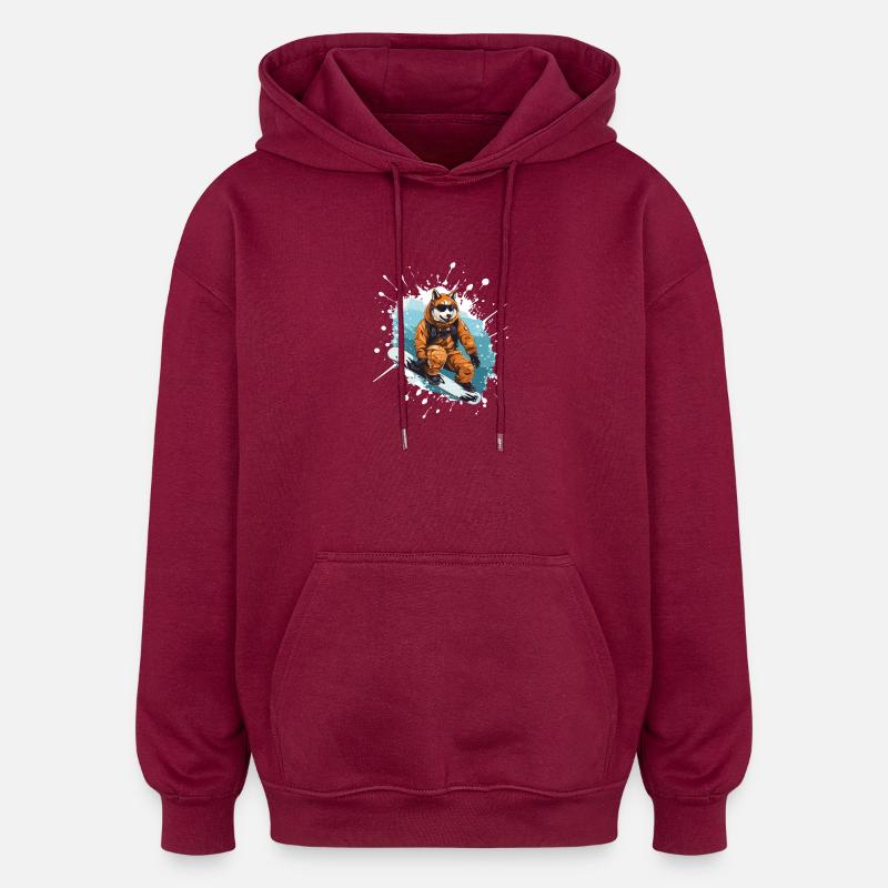 Akita Chien Snowboard - Sweat à capuche oversize unisexe - bordeaux