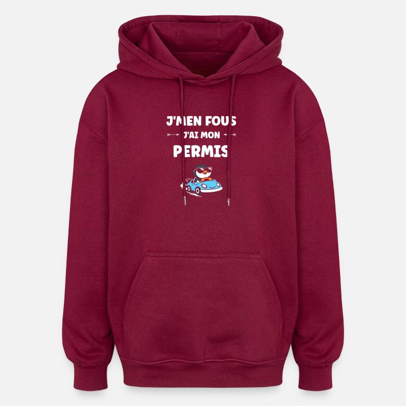 Führerschein-Humor - Oversized Unisex Hoodie - Burgunderrot
