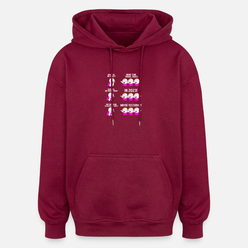 Voyage dans le temps - Sweat à capuche oversize unisexe - bordeaux