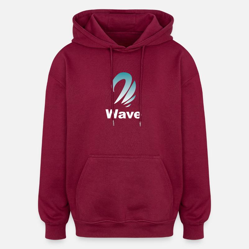 Wave Gradient Logo Design - Oversized Unisex Hoodie - burgundy