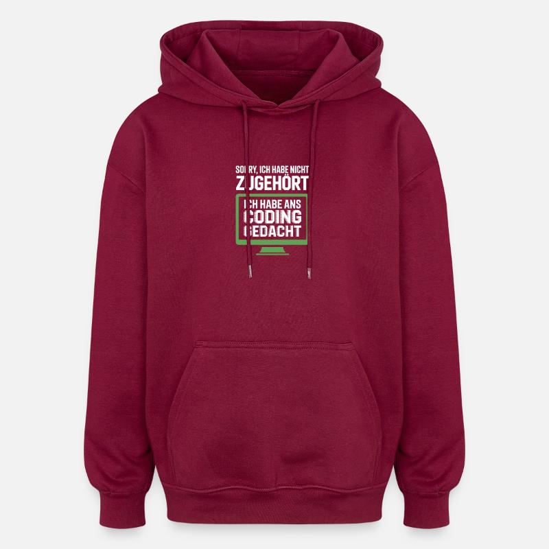 Coding Thinking instead of belonging - Oversized Unisex Hoodie - burgundy