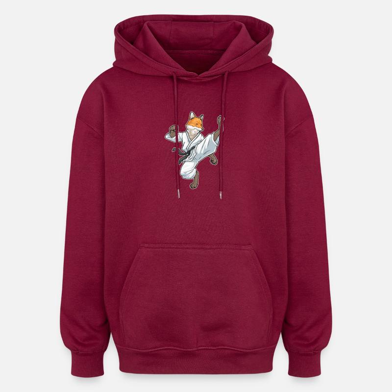 Fuchs Karate Kampfsport - Oversized Unisex Hoodie - Burgunderrot