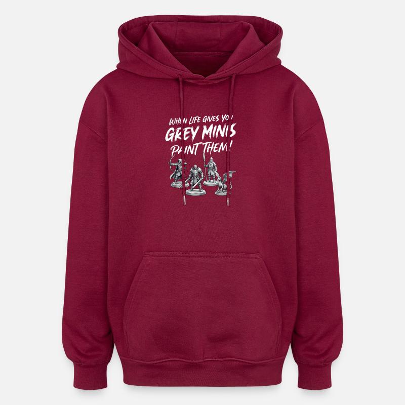 Minis grigi che dicono miniature dipingendo - Felpa con cappuccio unisex oversize - rosso borgogna