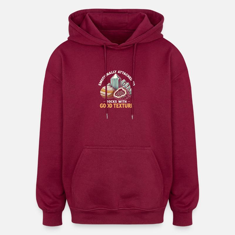 Stenar med struktur | Geologiska mineraler - Oversized luvtröja unisex - vinröd