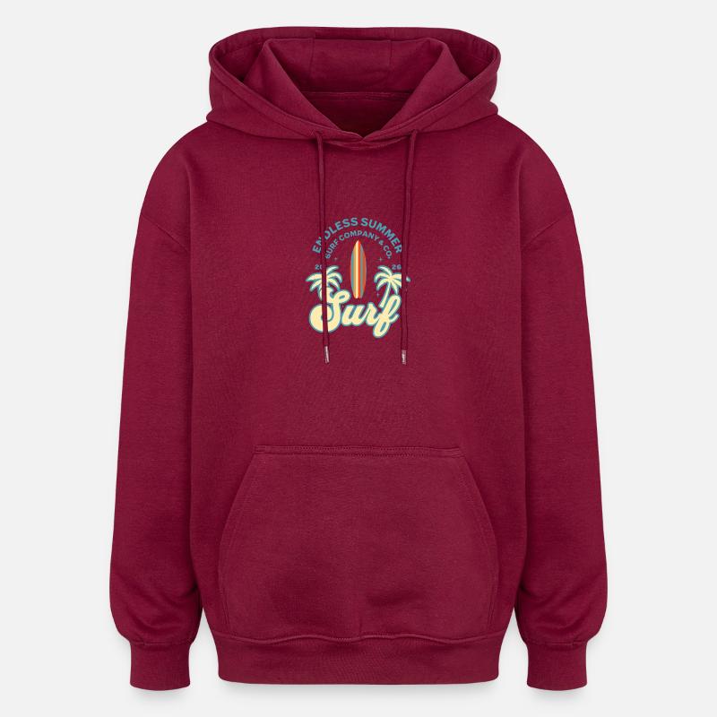 Palmier de surf - Sweat à capuche oversize unisexe - bordeaux