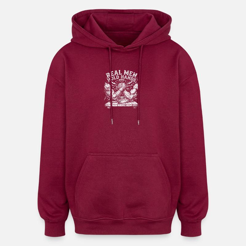 Armdrücken – Echte Männer halten Händchen - Oversized Unisex Hoodie - Burgunderrot